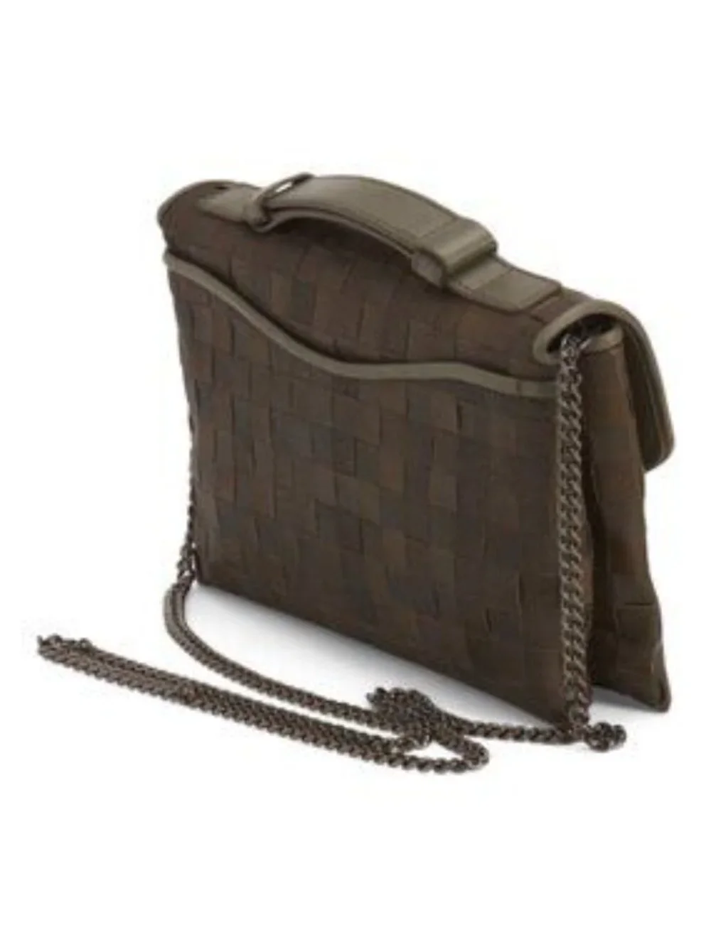 FALOR Made In Italy Leather Woven Small Satchel